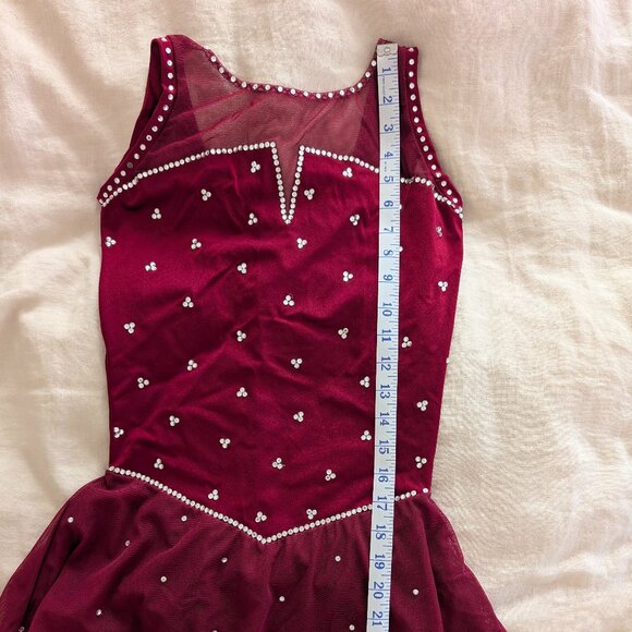 Maroon Ice Figure Skating Leotard Dress Small/Medium - Picture 6 of 11